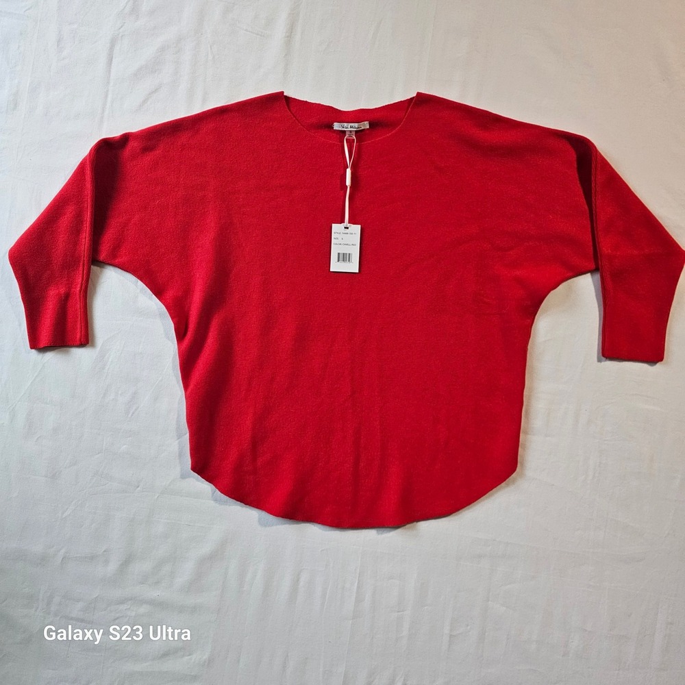Vita Milano Red Sweater Top Womens Size S doleman sleeve